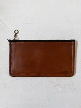Vintage COACH Skinny British Tan Envelope Case Zip Utility Pouch